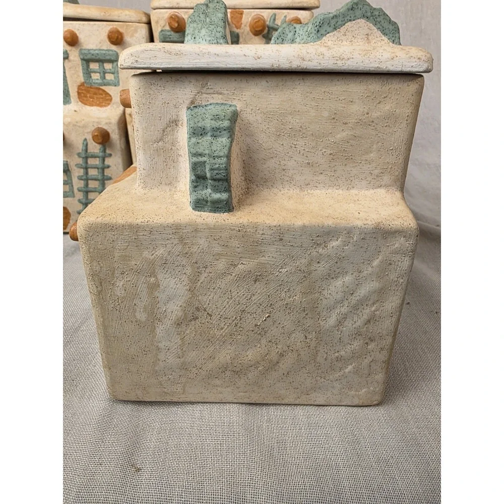 Vintage 4pc Southwest Pueblo‎ Adobe Kitchen Pottery Canisters